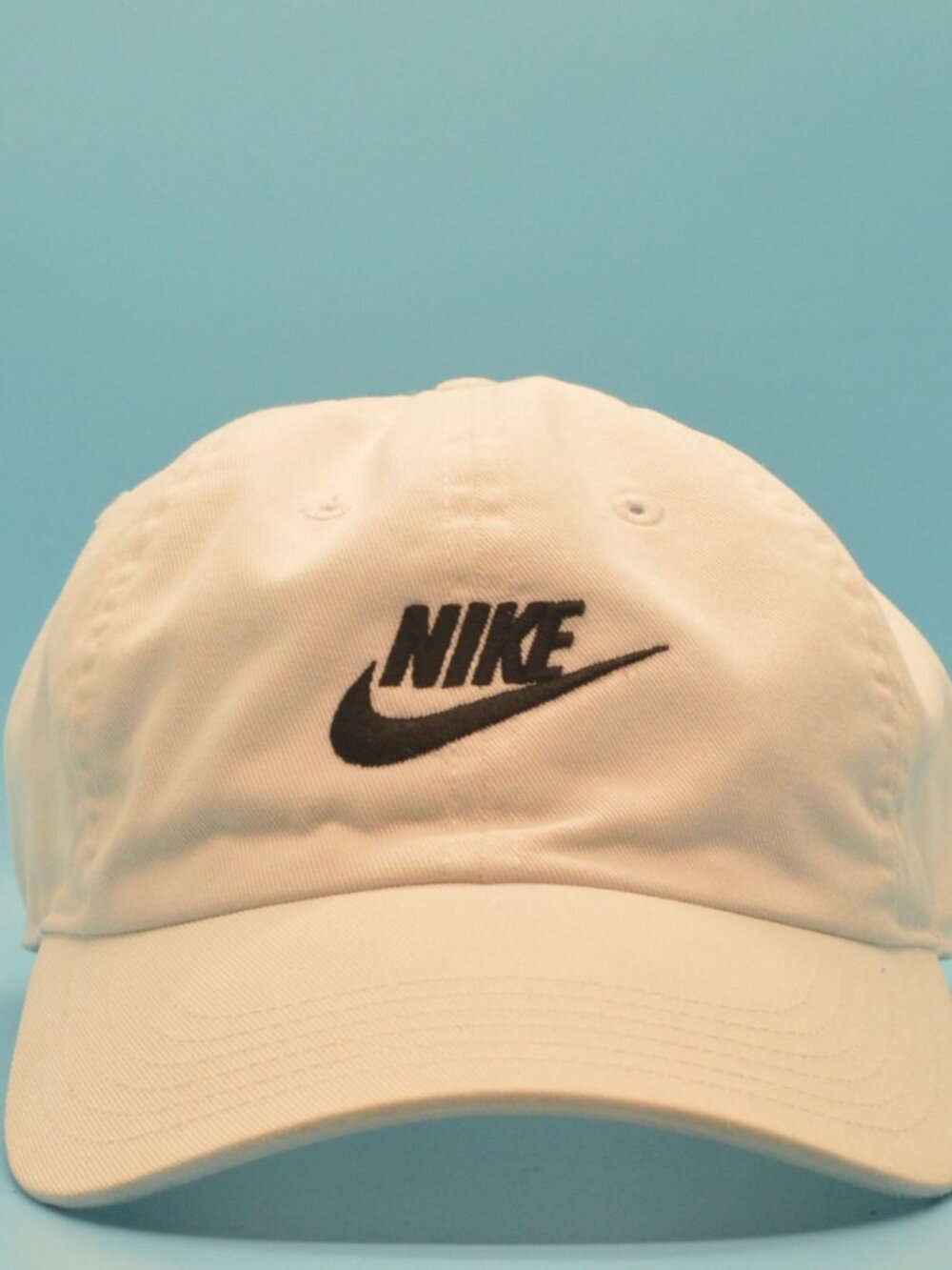 Nike White Black Logo Adjustable Cotton Baseball Cap